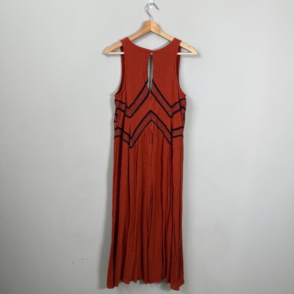 Maeve Anthropologie Desert Embroidered Jumpsuit Women's 2 Orange Wide Leg Crop - Picture 5 of 16